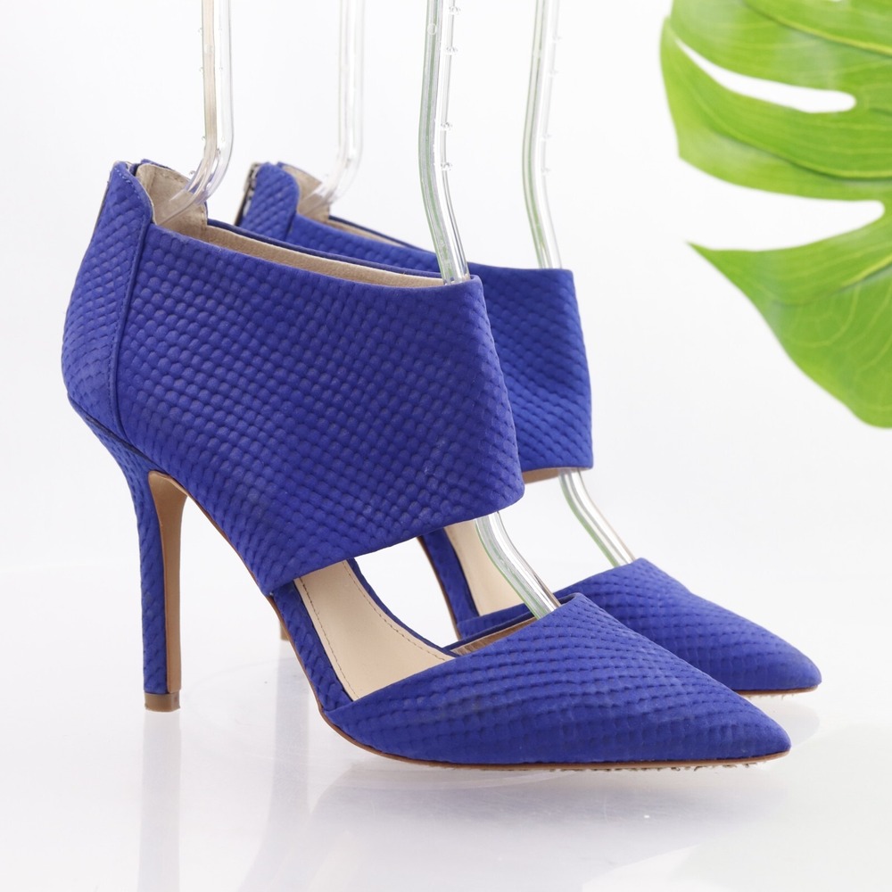 Vince Camuto Shoes Womens Sinomin Pumps Size 8 Blue Leather Heels Cutout Pointed